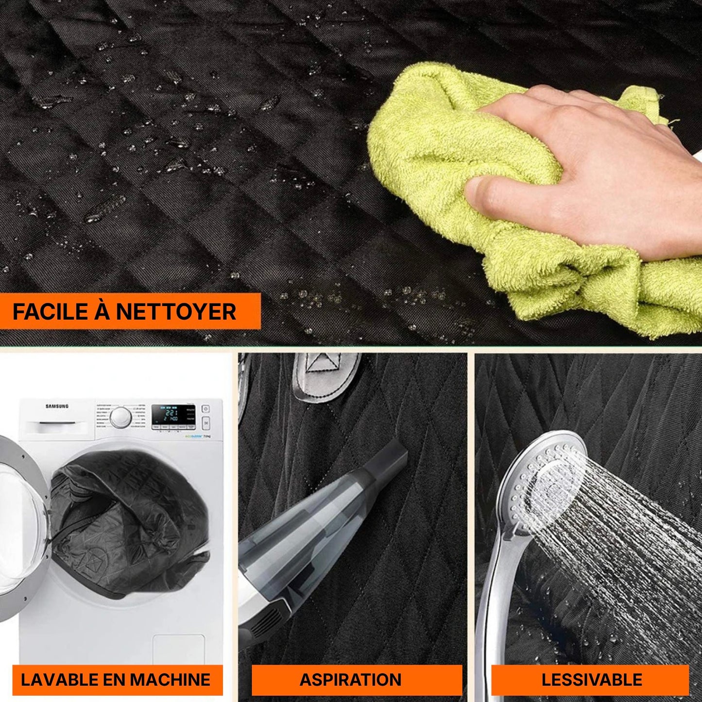 Conseils d'entretien : hamac de protection auto Dog Rider lavable et facile à nettoyer.