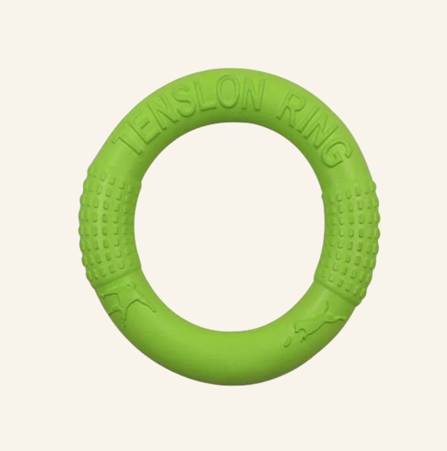 Anneau de jeu pour chien Dog Rider couleur vert, idéal pour le rapport d'objet en extérieur.