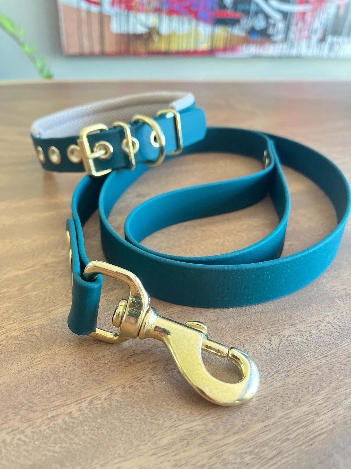 Collier & Laisse Set d'Exception - Édition Limitée "Vert Forêt & Laiton"