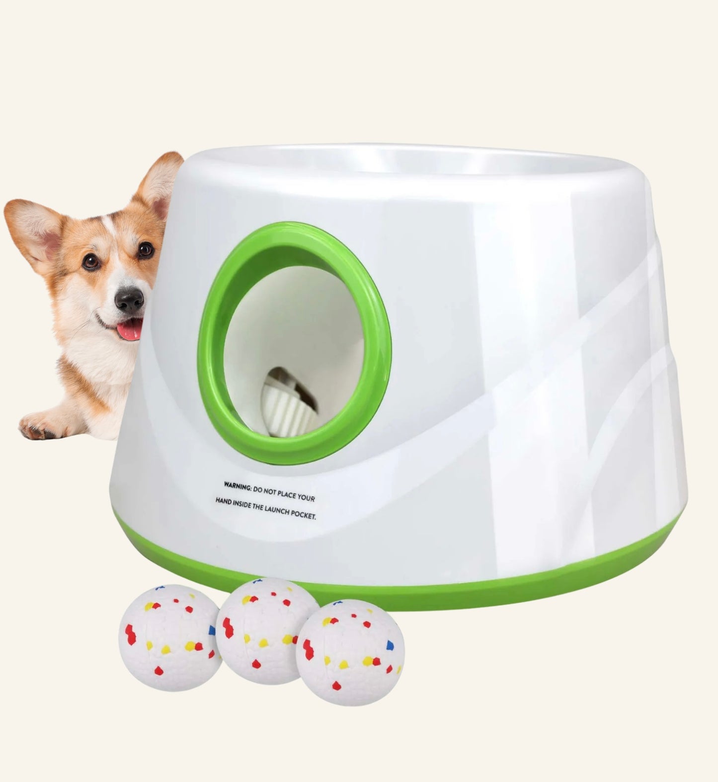 Lanceur de balle automatique pour chien avec 3 balles incluses, idéal pour jeux en extérieur.