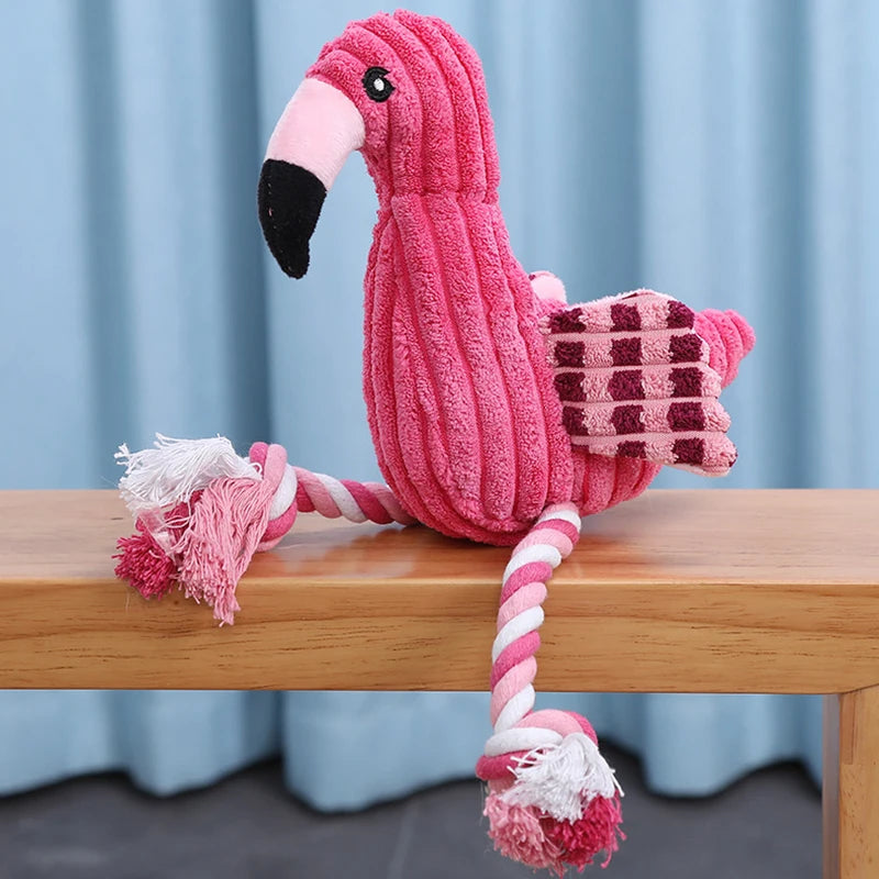 Peluche pour chien avec corde - Flamant Rose 🦩