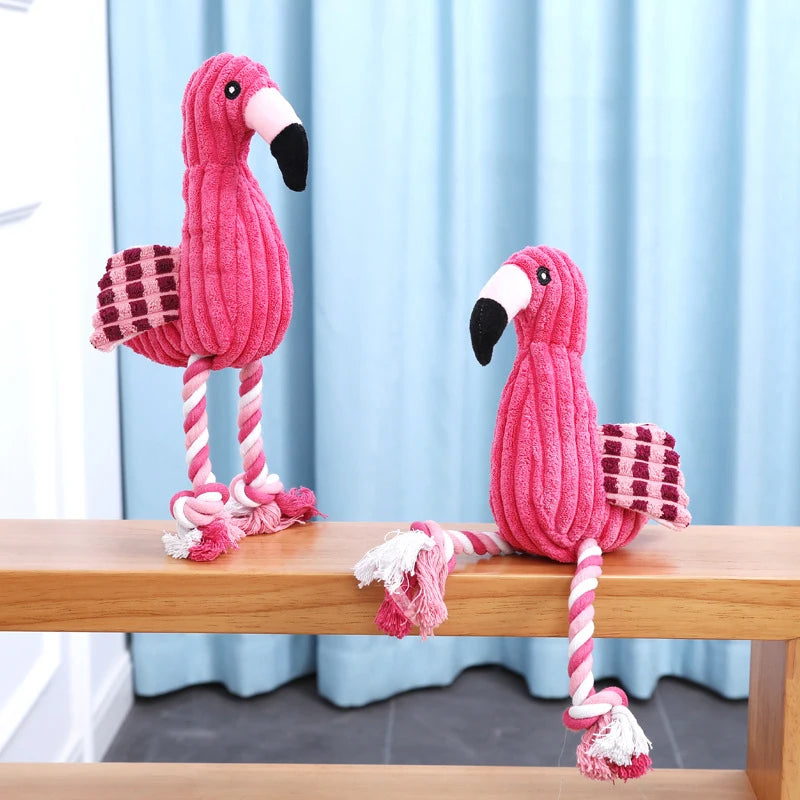 Peluche pour chien avec corde - Flamant Rose 🦩