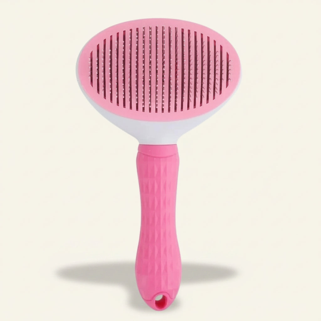 Brosse pour chien auto-nettoyante, coloris rose Dog Rider.