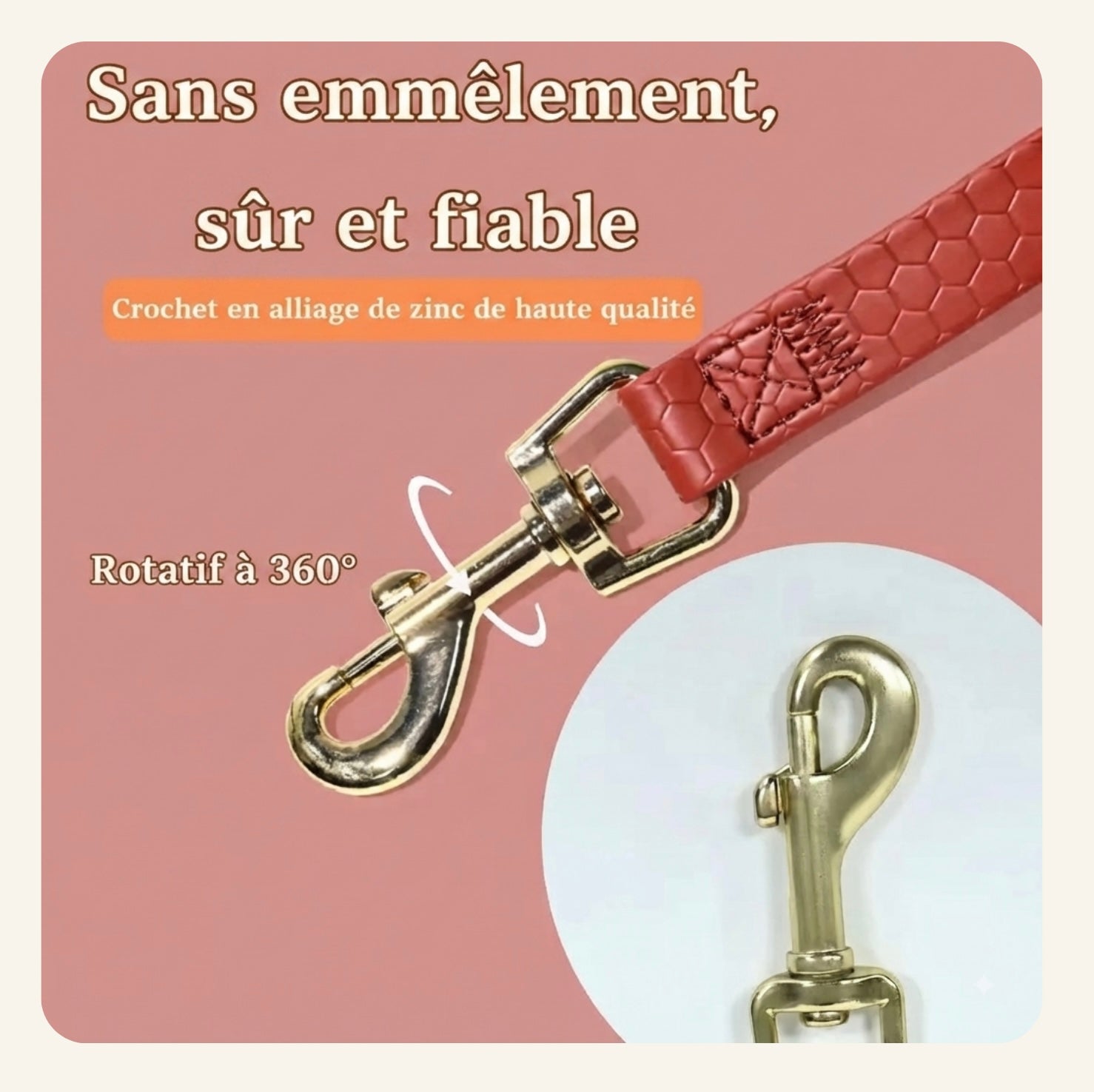 disponibles pour la longe en PVC Dog Rider mousqueton rotatif 360°