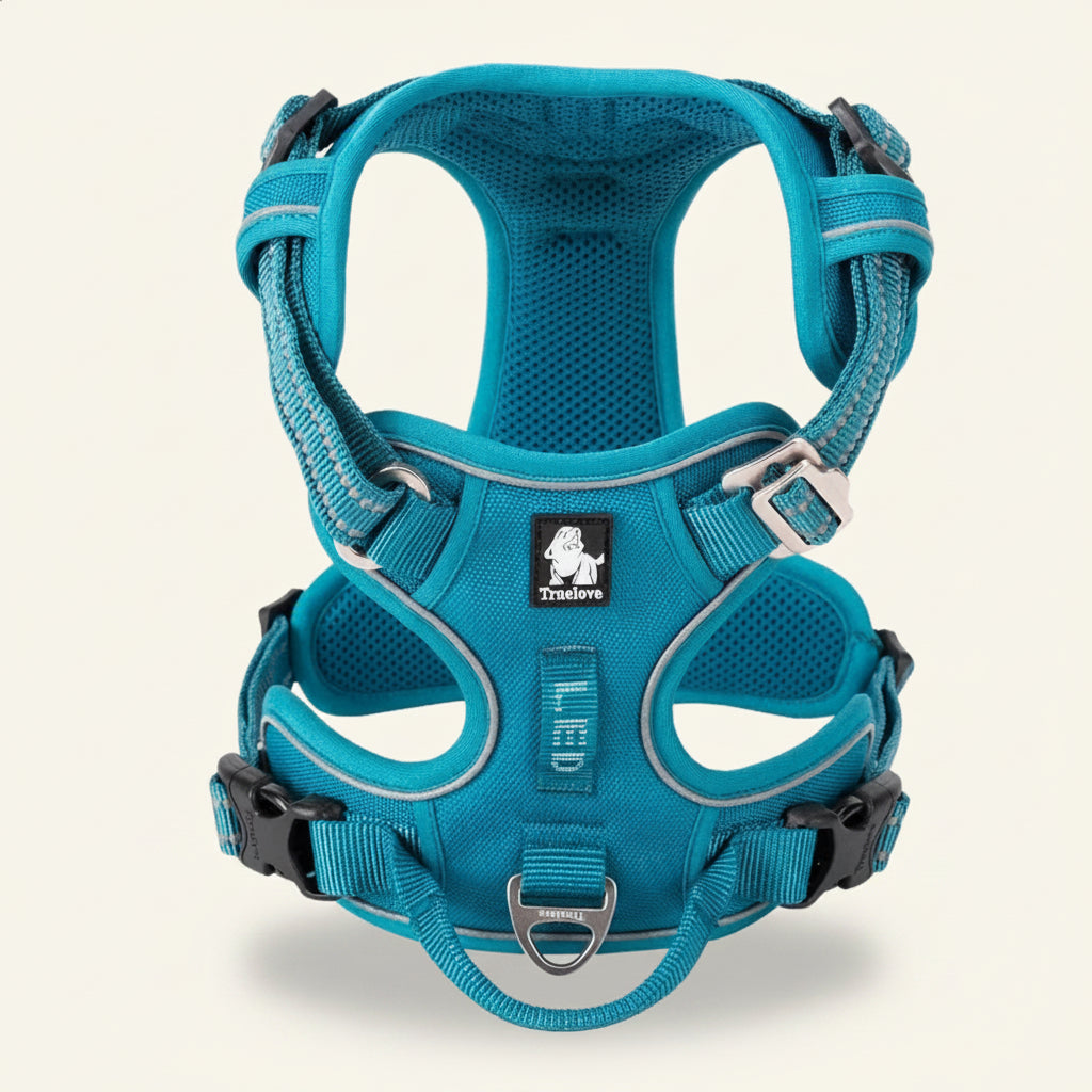Harnais pour chien anti-traction réfléchissant bleu canard⁠