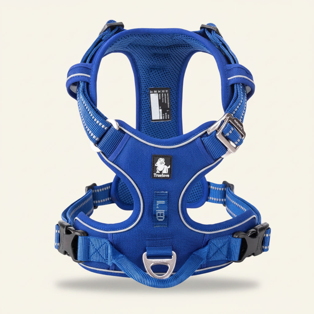 Harnais pour chien anti-traction réfléchissant bleu