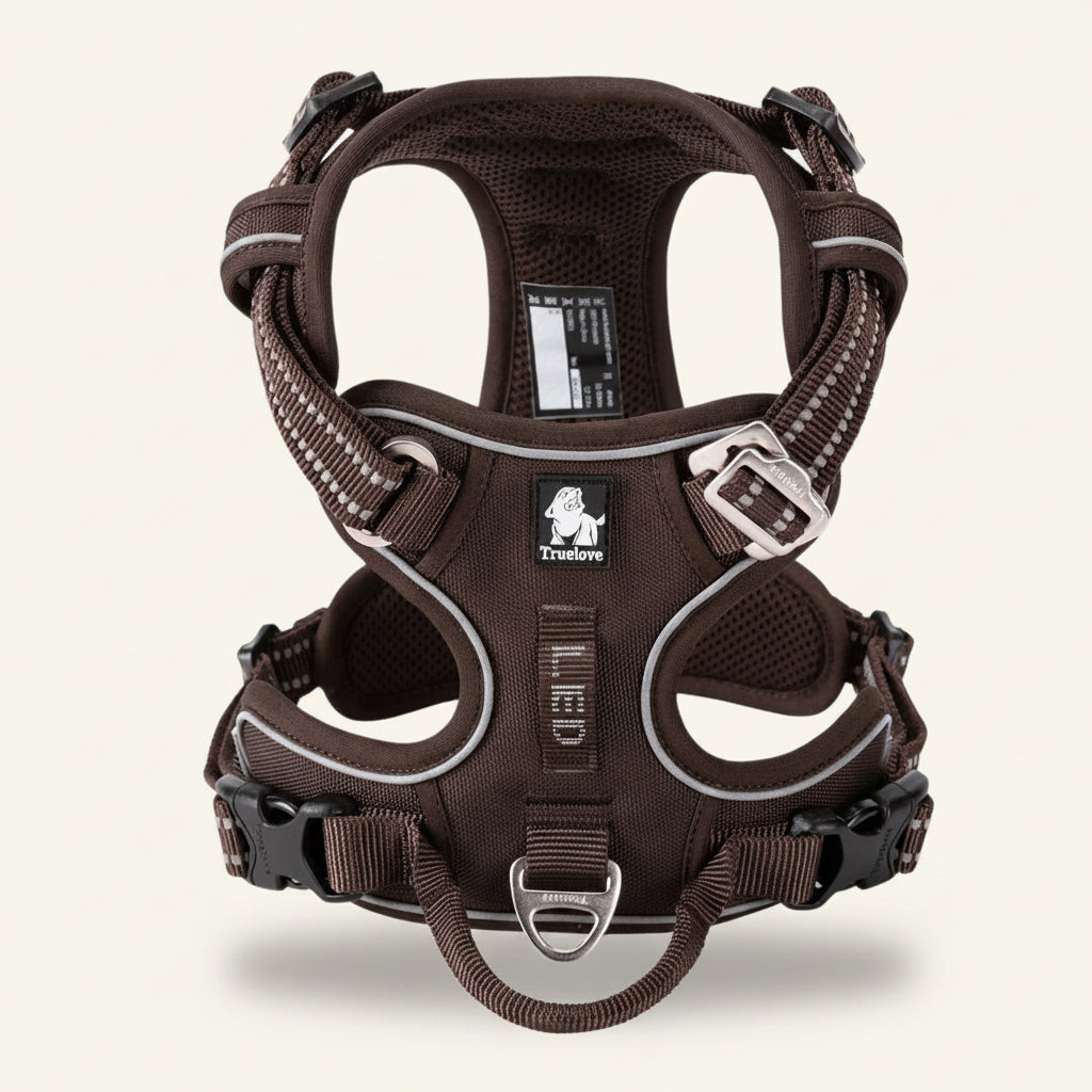 Harnais pour chien anti-traction réfléchissant marron⁠