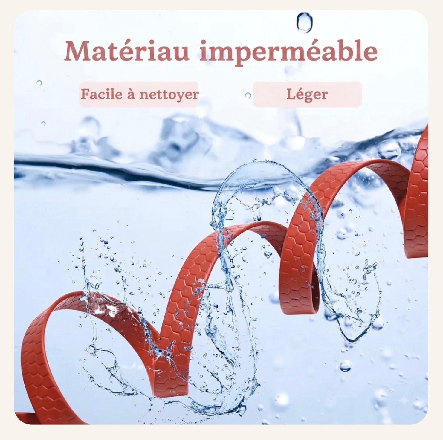 Illustration de la matière imperméable en PVC de la longe Dog Rider résistante à l'eau et aux intempéries
