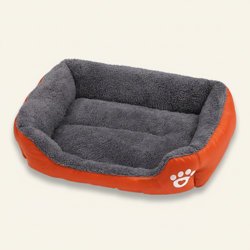 Panier sofa moelleux et chaleureux pour chien couleur orange et gris Dog Rider