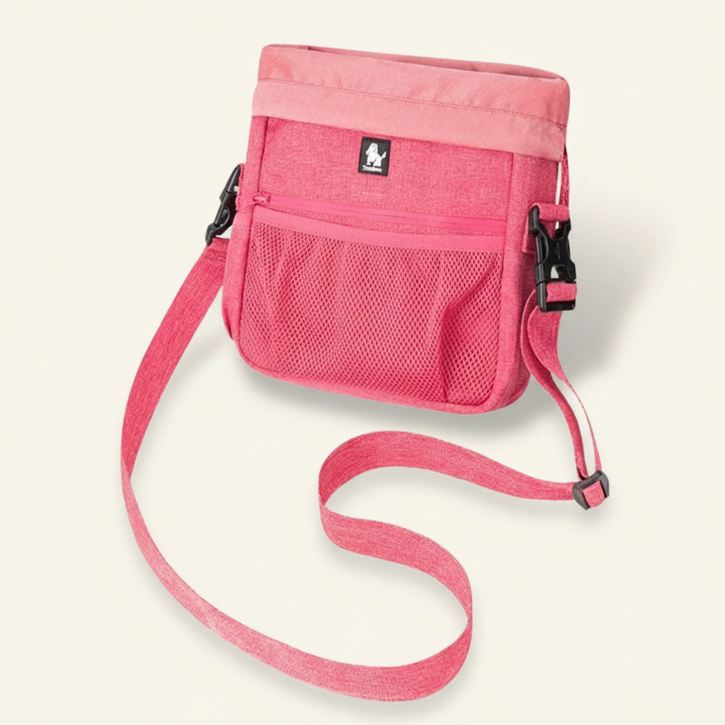 Sacoche de training pour chien Dog Rider coloris rose, avec bandoulière ajustable