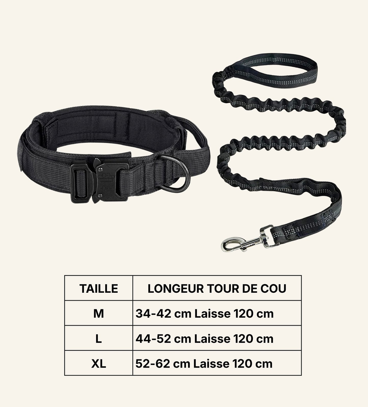 Ensemble composé d'un collier et d'une laisse tactique Dog Rider pour chien.